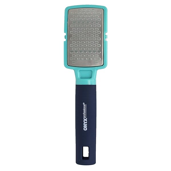 ONYX PROFESSIONAL FOOT RASP, NO MESS CALLUS REMOVER FOR FEET, INCLUDES DEBRIS CATCHER – STAINLESS STEEL FOOT SCRUBBER DEAD SKIN REMOVER, LIGHTWEIGHT CALLUS SHAVER FOR FEET, FOOT FILE, PEDICURE