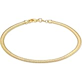 Barzel 18K Gold Plated Herringbone Snake Anklet for Women, 10 Inches - Made in Brazil