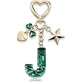 Cute Bling Keychain initial Letter Butterfly Star Pink Purple Gift for Women Girls Bag Cup Charms Accessories