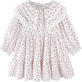 Mud Kingdom Girls Drees Peter Pan Collar Ruffle Lace Collared Long Sleeve Dress 2-8 Years