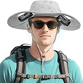 AMACOOL 2-in-1 Hands-free Hat Fan with Detachable Neck Fan, UPF 50+ Wide Brim Sun Hat, 3-Speed Adjustable, 2600mAh Rechargeab