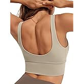 ODODOS Women's Longline U-Back Sports Bra V-Neck Padded Yoga Workout Wirefree Tank Top