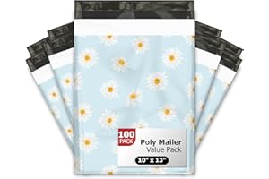 PRO SUPPLY GLOBAL 10x13 (100) Daisies Floral Summer Designer Poly Mailers Waterproof Self Sealing Tear Resistant Polymailers Shipping Envelopes Premium Printed Bags For Small Businesses