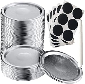 24 Pcs Wide Mouth Canning Lids(Silver) Mason Jar Split Lid Food Grade Storage Leak Proof Reusable with Label Paper and Chalkboard Marker