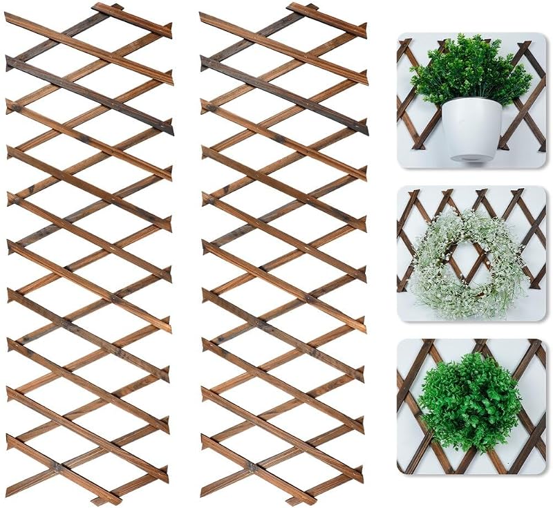 Toyosport Expandable Wooden Trellis Panels 2 Pcs Wall Garden Indoor Outdoor