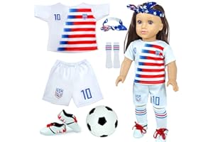 WONDOLL 18-Inch-Doll-Clothes and Accessories - WONDOLL World Cup Team USA 18'' Soccer Uniform Outfits Includes Headband,Shirt,Shorts, Socks,Shoes and Football