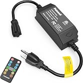 Palawell Outdoor Dimmer for String Lights, Plug-in 350W Timer &amp; Remote | IP65 waterproof LED light dimmer switch. 100FT RF remote control works through walls. Perfect for patio &amp; backyard bulbs