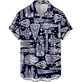 WHO IN SHOP Men's Hawaiian Shirt All Patterns Print Short Sleeve Button Down Shirts