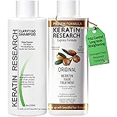 Brazilian Keratin Hair Straightening Complex (2x 120ml) - Blowout Long-Lasting Treatment with Argan Oil for Smooth, Professional Straightening Results - Keratin Research
