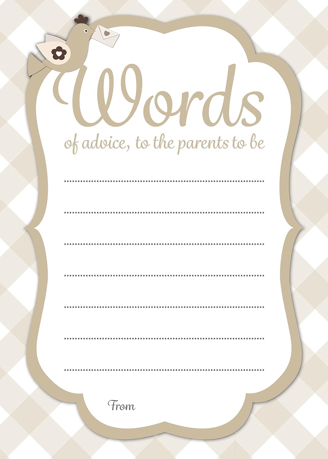 16 A6 Words Of Advice Baby Shower Cards Neutral Check Design Amazon Co Uk Office Products