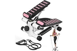 LUBBYGIM Mini Stepper with Resistance Bands, Steppers for Exercise at Home, Stair Stepper with 350LBS Loading Capacity, Hydraulic Fitness Stepper with LCD Monitor