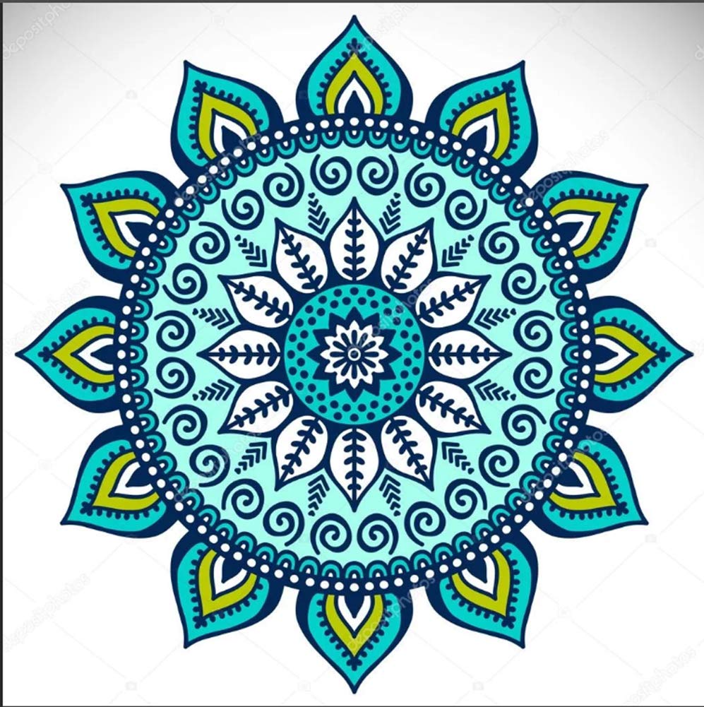 Diamond Painting DIY 5D Special Shape Rhinestones, ABEUTY Bule Mandala Floral Flowers, Partial Drill Crystal Diamond Art Kits (Mandala 7)