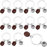 Quelay 10 Pcs Coffee Lover Gifts for Women Men Coffee Keychain Espresso Bean Cup Bag Charm for Women Barista Valentines Gift