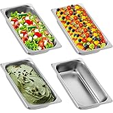 4 Pack 1/3 Size Hotel Pans 2.5" Deep 1/3 Size Stainless Steel Steam Table Pan Anti-Jam Food Pan Chafing Pan for Hotel, Party, Buffet, Chafing Dishes, Catering Supplies