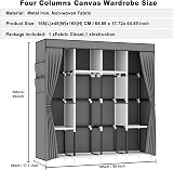 OPPAIYA Canvas Wardrobe with 4 Rails & 8 Pockets - Foldable, Durable view 4