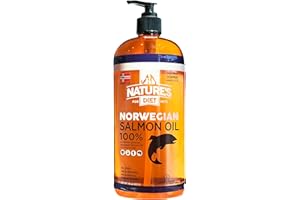 Nature's Diet Pet 32 oz Norwegian Salmon Oil Dogs & Cats - Natural Support for Joint Function Immune Heart Health Appetite Skin & Coat Omega 3 6 9 Liquid Food Topper EPA DHA Fatty Acids