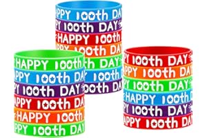 WILLBOND Happy 100th Day of School Silicone Bracelets Colorful Rubber Wristbands Gift for Kindergarten Teacher Student Rewards Classroom Party Supplies Decoration(25)