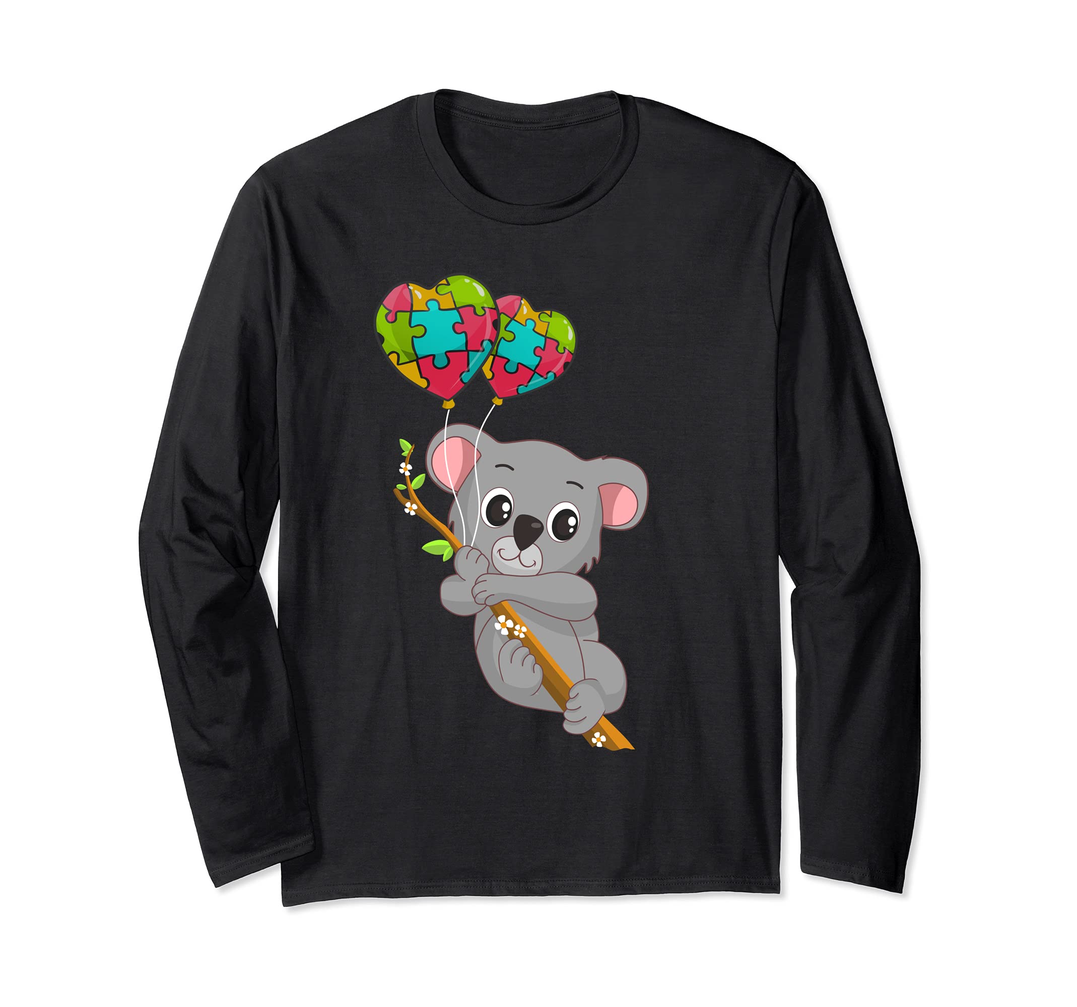 Autism Awareness Koala Bear Puzzles Heart Balloons Autism Long Sleeve T-Shirt