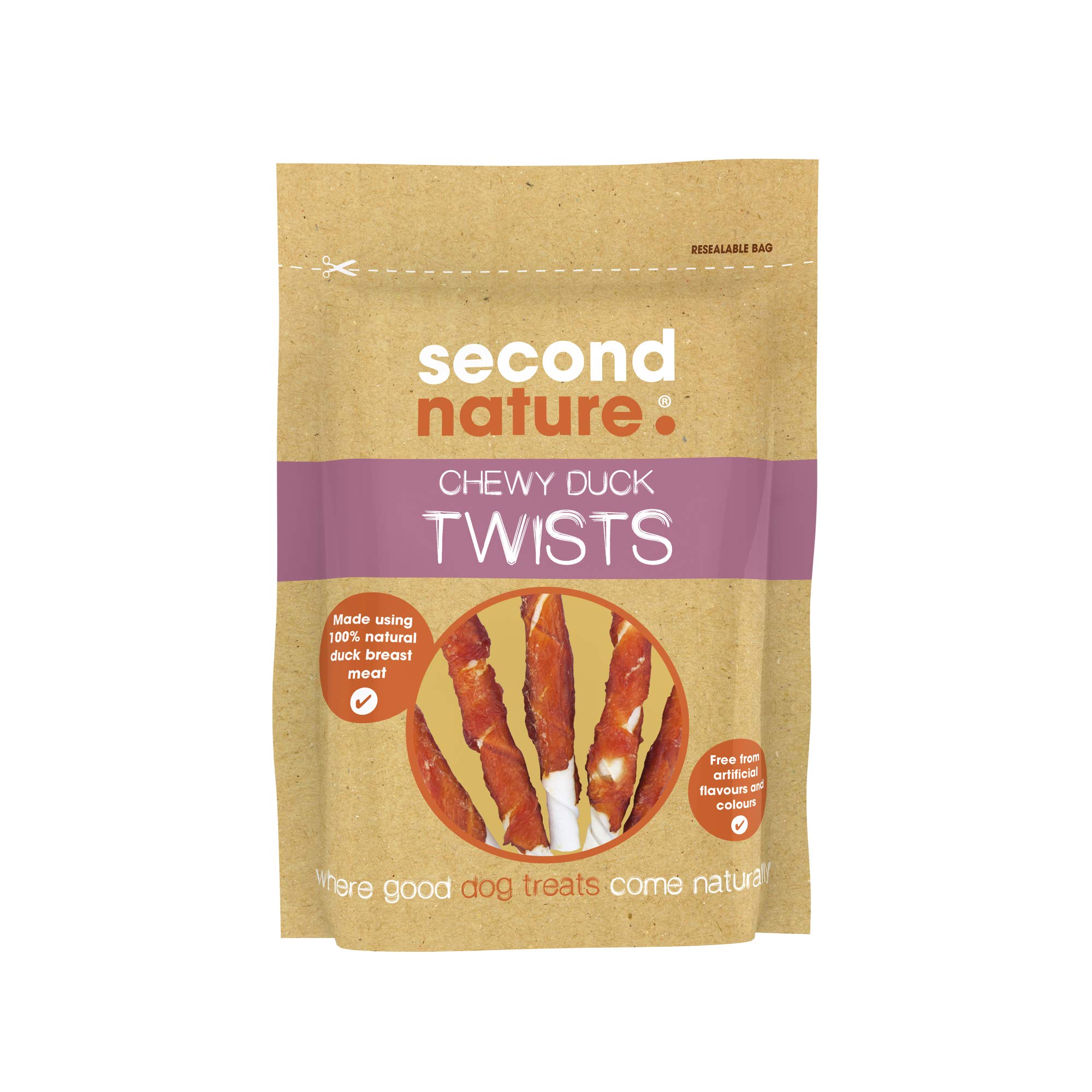 Second Nature Premium, Dog Treats Chewy Duck Twists 14x80gm โ image 1