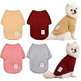 KATOLK 4 Pack Dog Knitted Sweater Dog Clothes for Small Medium Dogs, Warm Soft Puppy Kitten Dog Sweaters for Boy Girl Pet in Winter, Pet Cat Clothes Outfits Cold Weather Pullover for Chihuahua (S)