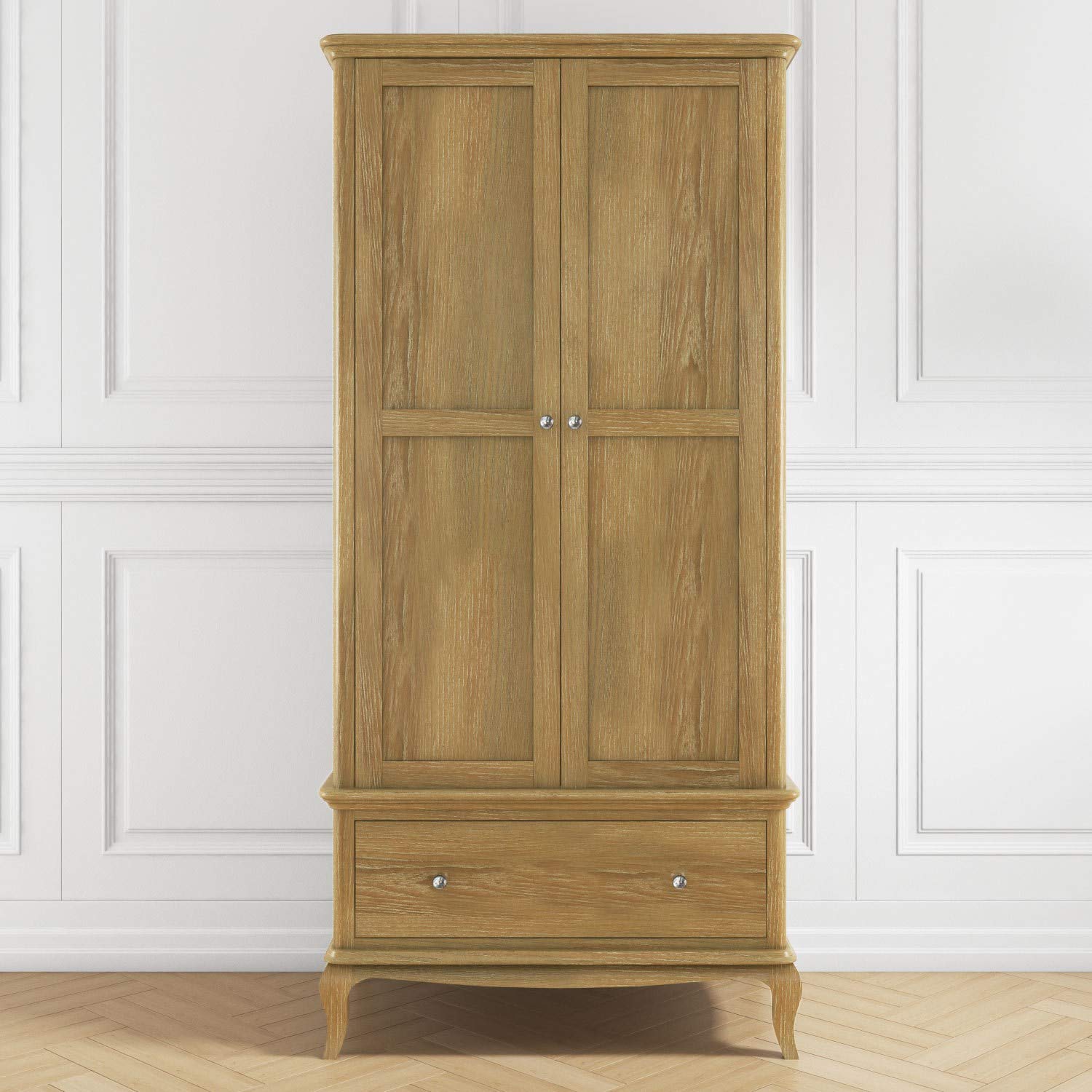 Fonteyn Solid Oak Wardrobe 2 Door 1 Drawer French Style Amazon