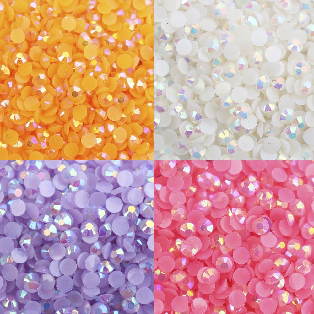 2880pcs/lot (720pcs/color) 4mm Flat Back Brilliant AB Round Resin Rhinestones (Mixed Color 1)