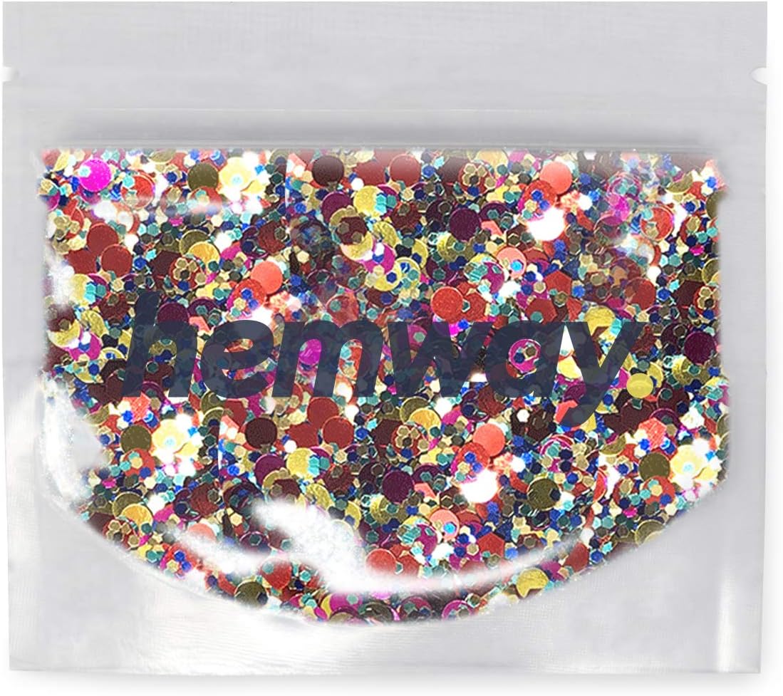 Hemway Party Mix Gold Red Blue Pink Glitter Chunky Multi Purpose Dust Powder Arts & Crafts Wine Glass Decoration Weddings Flowers Cosmetic Face Eye Body Nails Skin Hair Festival 10g