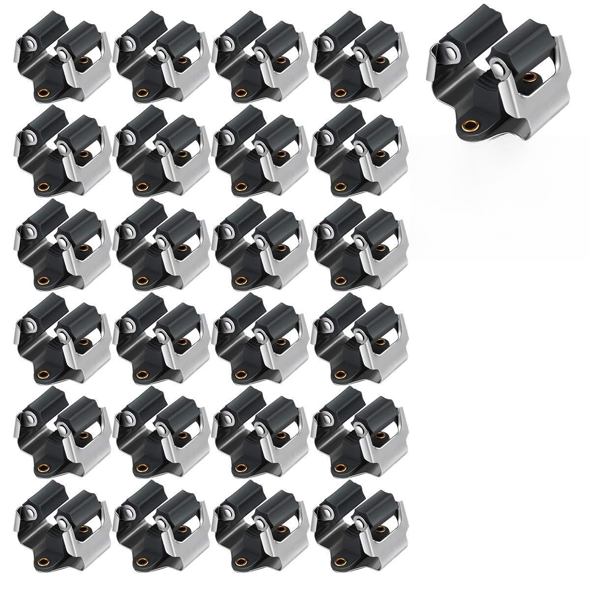 3-H Mop Holder 25 Pack,Brush Holder,Broom Holder Wall Mounted for Kitchen Bathroom Laundry Room Shed Garage Garden(Black)