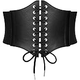 SANSTHS Wide Women Corset Belt, Laced-up Elastic Belt for Halloween Costume or Any Parties