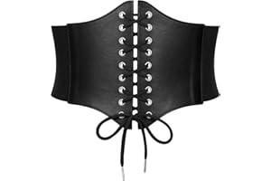 SANSTHS Wide Women Corset Belt, Laced-up Elastic Belt for Halloween Costume or Any Parties