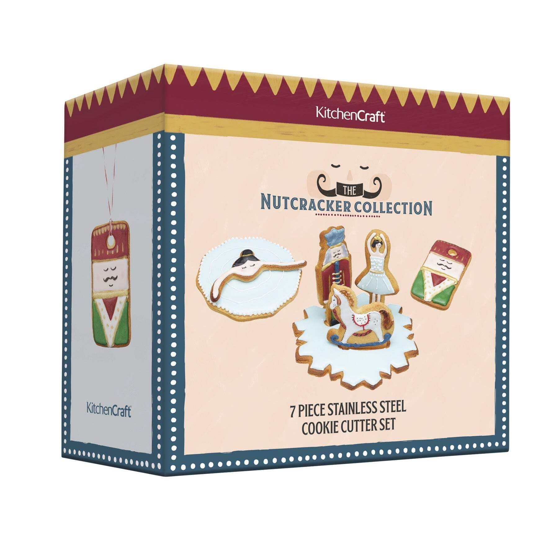 KitchenCraft The Nutcracker Collection Christmas Cookie Cutters in Gift Box, Stainless Steel
