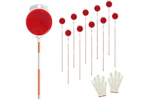 AHKUNMT 10Pcs Reflective Driveway Markers,48in Reflective for Driveway on Poles, Orange Fiberglass Snow Stakes with Double Sided Reflector and Reflective Tape for Parking Lots, Walkways and Sidewalks (10)