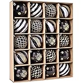 Christmas Tree Ball Ornaments 20ct Set, 2.36 Inch Black Gold White Classic Christmas Decorations, Shatterproof Hanging Ornaments for Xmas Holiday Decoration