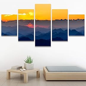SIGNWIN 5 Panel Canvas Wall Art Sunset in...
