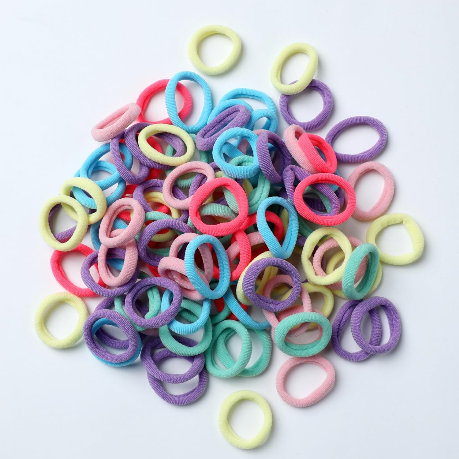 WANBY Hair Ties Mini Seamless Black Hair Bands Soft Elastics Ponytail Holders Hair Ties for Girls Toddler (Colorful 200 Pcs)