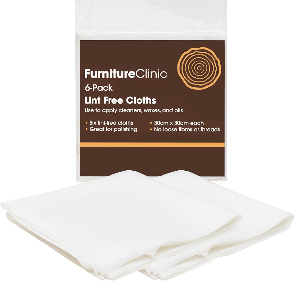 Furniture Clinic 6 Pack Lint Free Cleaning Cloths 30x30cm Wood Care