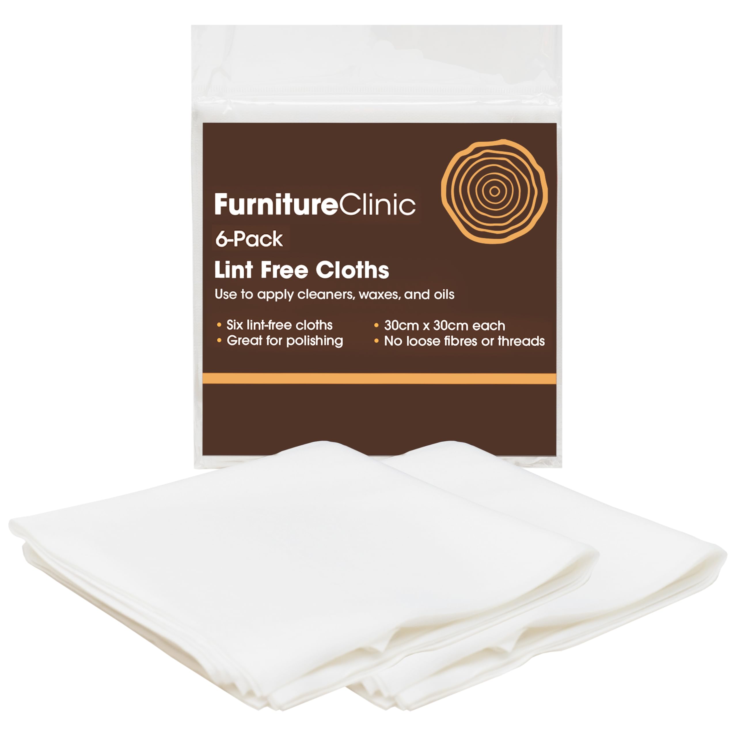Furniture Clinic 6 Pack Of Lint Free Cleaning Cloths - 6 Cleaning Cloths For Cleaning, Oiling Wooden Furniture, Applying Wood Waxes & More