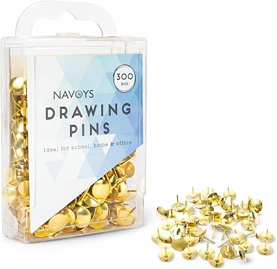 D.A.Y. Republic 300 Brass Metal Drawing Pins Thumb Tacks for Notice Boards Map