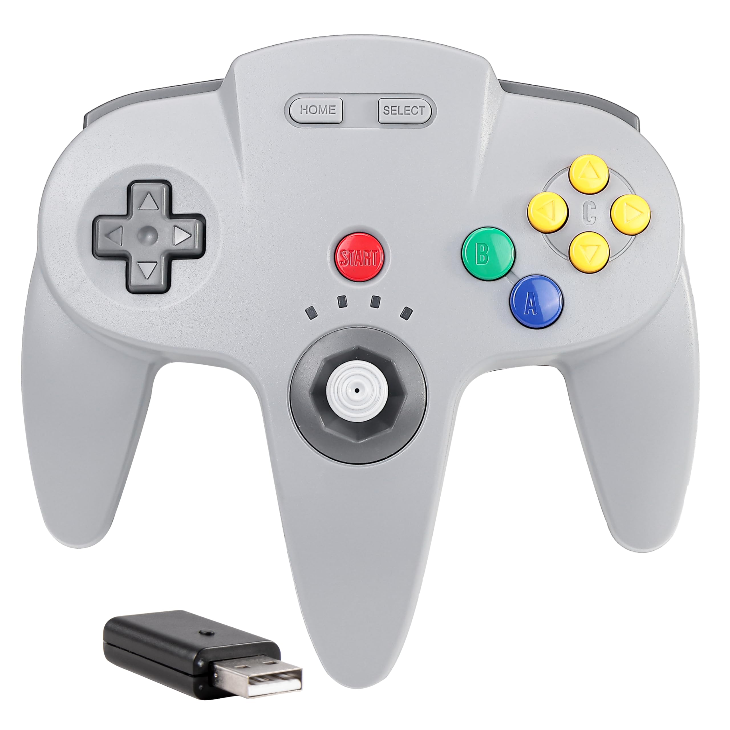 SAFFUN 2.4 GHz Wireless N64 NS Online Controller, USB Receiver, Compatible with Windows PC Laptop iOS Mac Raspberry Pi, NS Online/NSO - (Rechargeable) (Plug and Play) Gray