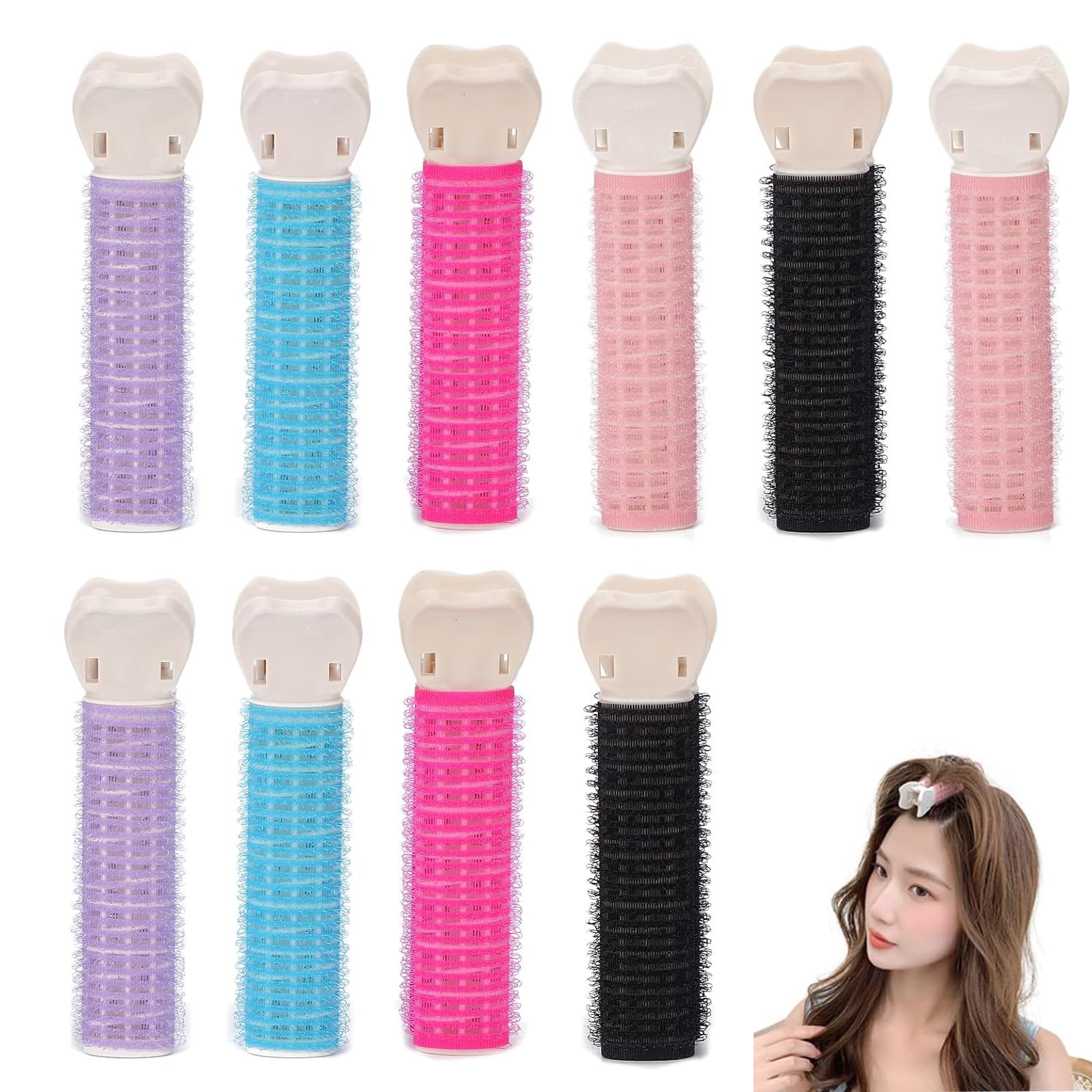 winmiya 10Pcs Hair Clips Volumizing Hair Root Rollers with Clips Natural Fluffy Rollers for Women Portable Self Grip Volume