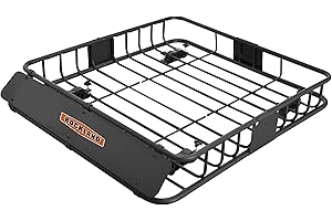 Rockland Roof Rack Rooftop Cargo Carrier - 200 LBS Capacity, Universal Heavy Duty Steel Roof Basket Car Top Luggage Holder, 41.5" x 37" x 4" for SUVs, Cars, 4runners, Pickup and Trucks