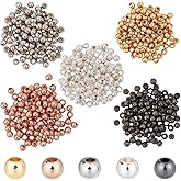 Beebeecraft 1000Pcs 5 Colors 2mm Crimp Beads Mixed Color Brass Round Rondelle Tiny Crimp Beads Loose Spacer End Stopper for Jewelry Making DIY Bracelet Necklace