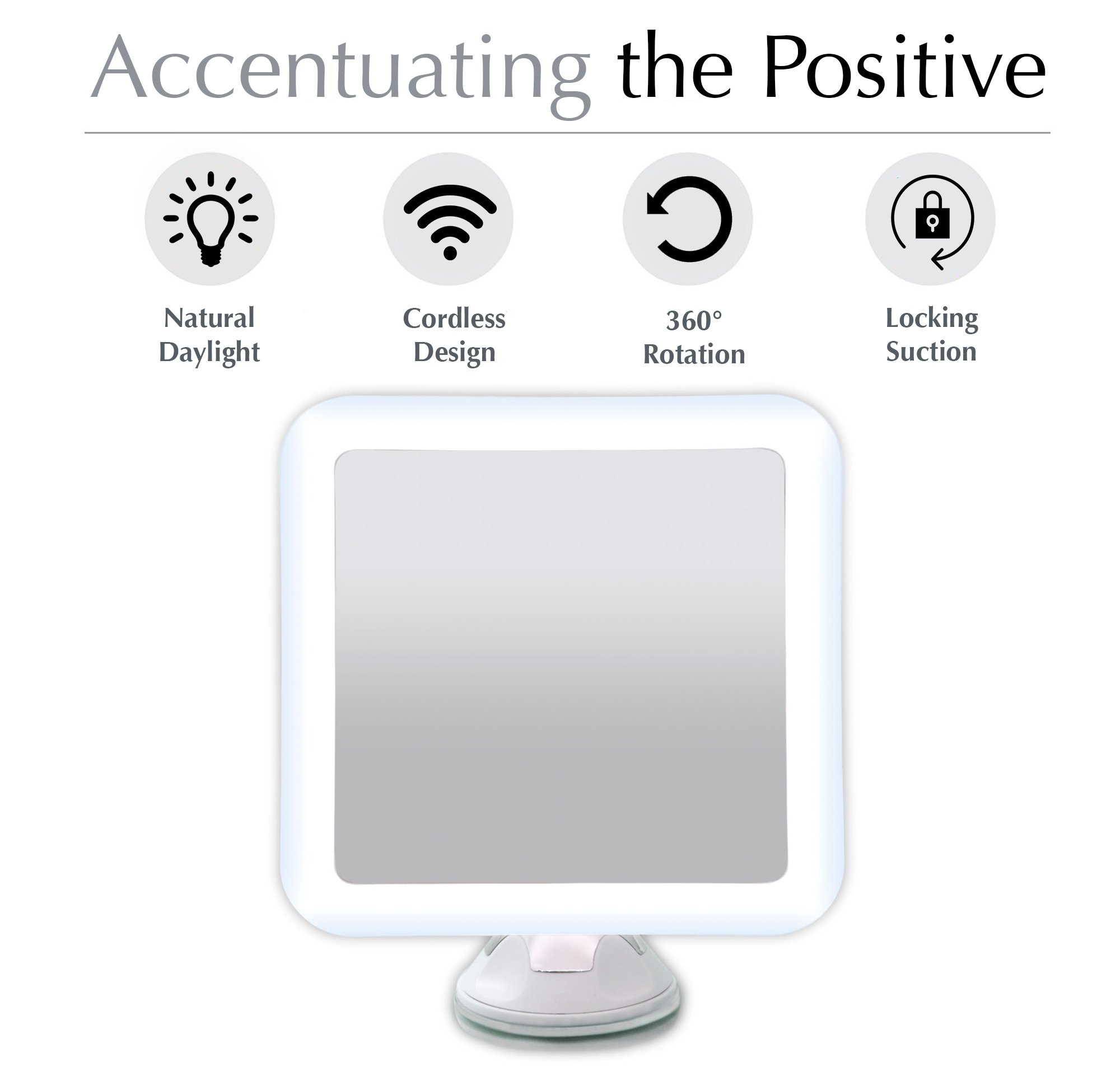 Fancii 10X Magnifying Lighted Makeup Mirror - Daylight LED Vanity Mirror - Compact, Cordless, Locking Suction, 6.5