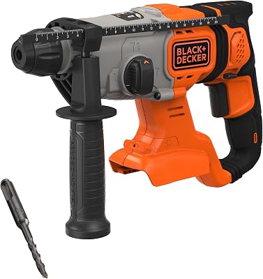 Trapano a percussione SDS-Plus a batteria da 18 V, energia d'urto 1,2 J, 3 modalità, include punta per calcestruzzo da 6 mm e scatola del kit, BCD900B-XJ