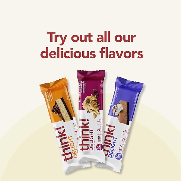 THINK! DELIGHT, KETO PROTEIN BARS, HEALTHY LOW CARB, GLUTEN FREE SNACK – CHOCOLATE MOUSSE PIE, 10 COUNT