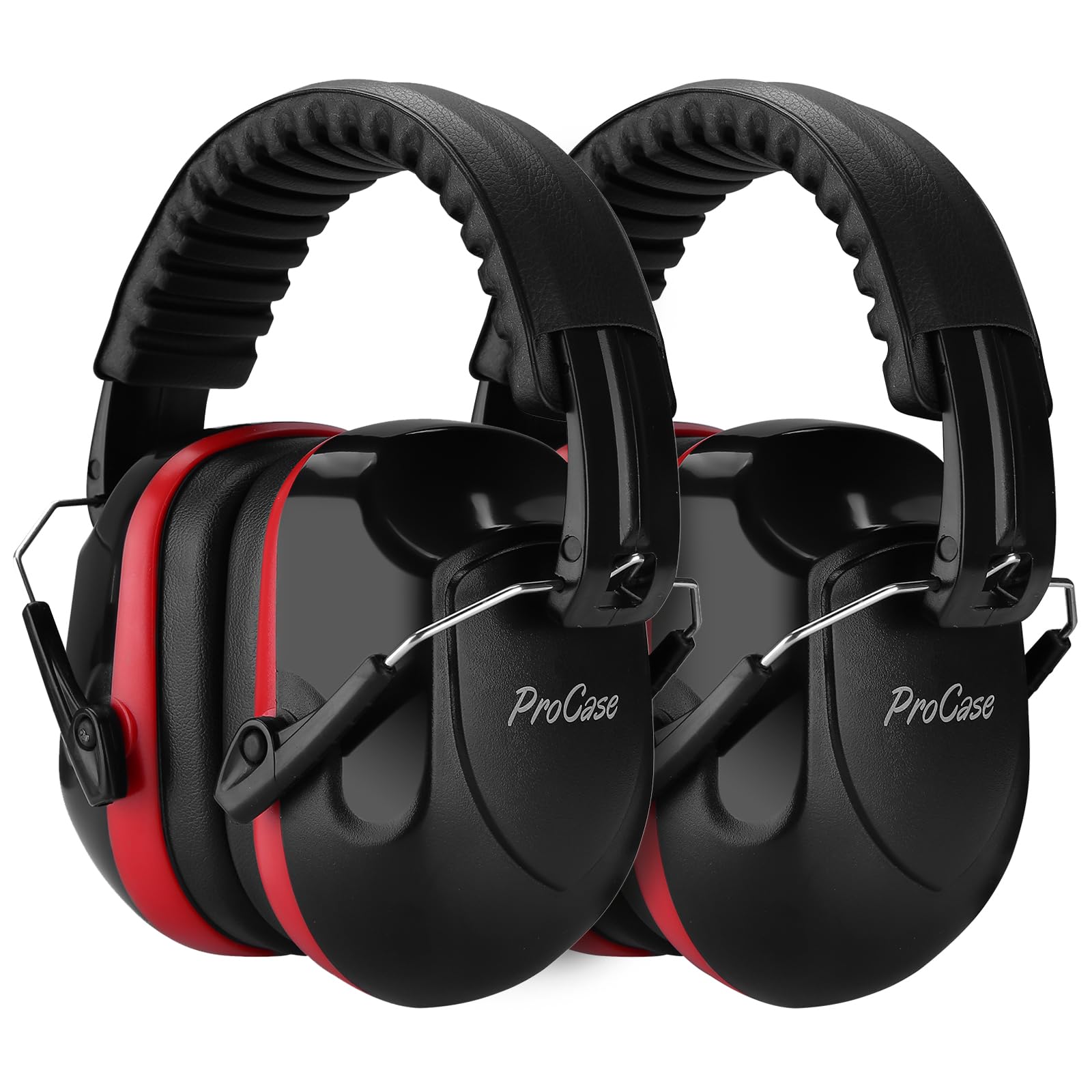 ProCase Ear Defenders Adults, NRR 28dB Noise Cancelling Headphones for Autism Kids Children, Hearing Protection Earmuffs, Sensory Headphones for Shooting Construction Mowing -2 Packs, Red