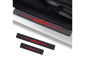 WENDISH 4Pcs Car Door Sill Protector Reflective 4D Carbon Fiber Sticker Door Entry Guard Door Sill Scuff Plate Stickers Accessories Compatible with KIA NIRO Rio Sportage Sorento Soul (RED)