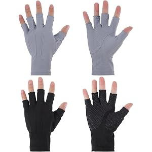 YUXMU 2 Pairs Summer Fingerless Gloves UV Sun Protection | Nonslip Touchscreen Half Finger Driving Gloves Lightweight Breatha