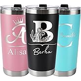 KrazeKK Personalized Engraved Tumbler with Name, 20OZ Custom Monogrammed Tumbler Letters A-Z, Customized Double Wall Insulated Travel Coffee Mug Cup, Christmas Gifts for Women(20OZ Name Version)