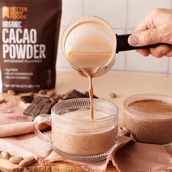 BETTERBODY FOODS ORGANIC CACAO POWDER, UNSWEETENED, RICH CHOCOLATE FLAVOR, NON-GMO, GLUTEN-FREE, 32 OUNCE, 2 LB BAG